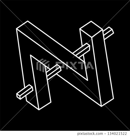 Impossible optical illusion shape. Optical art object. Impossible figure. Geometry. Impossible optical illusion shape. Optical art object. Impossible figure. Geometry. 134021522