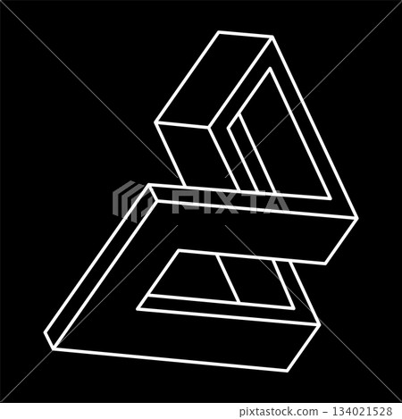 Impossible object. Unreal geometric shape. Optical illusion figure. Optical art. Impossible object. Unreal geometric shape. Optical illusion figure. Optical art. 134021528