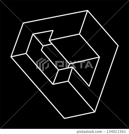 Impossible objects. Line geometric shapes. Optical illusion figures. Impossible objects. Line geometric shapes. Optical illusion figures. 134021561