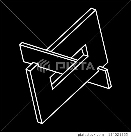 Impossible objects. Line geometric shape. Optical illusion figure. Escher style. Optical art. Geometry.  134021565
