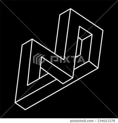 Impossible objects. Line geometric shape. Optical illusion figure. Escher style. Sacred geometry. Impossible objects. Line geometric shape. Optical illusion figure. Escher style. Sacred geometry. 134021576