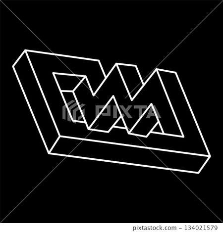 Impossible objects. Line geometric shape. Optical illusion figure. Escher style.Optical art. Line art. Impossible objects. Line geometric shape. Optical illusion figure. Escher style.Optical art. Line art. 134021579