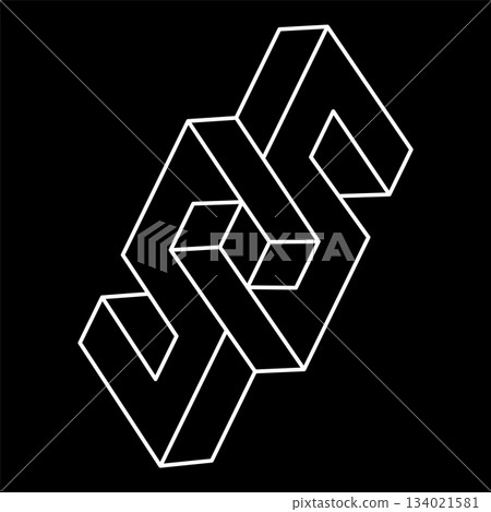 Impossible objects. Line geometry shapes. Optical illusion. Unreal geometric figures. Optical art. Impossible objects. Line geometry shapes. Optical illusion. Unreal geometric figures. Optical art. 134021581