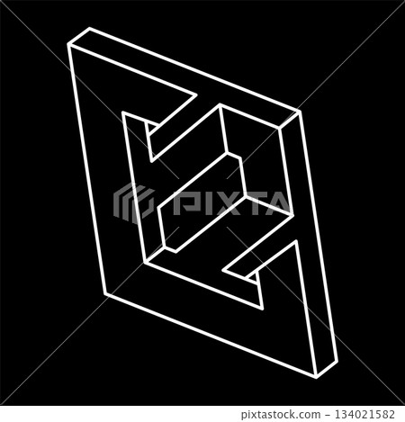 Impossible optical illusion shapes. Optical art objects. Impossible figures. Line art. Geometry. Impossible optical illusion shapes. Optical art objects. Impossible figures. Line art. Geometry. 134021582