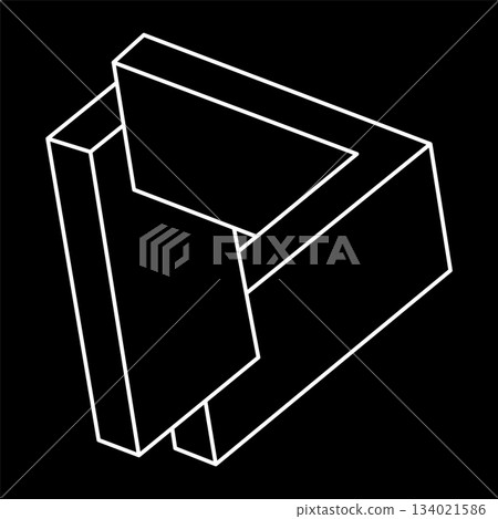 Impossible optical illusion shape. Optical art object. Impossible figure. Sacred geometry. Impossible optical illusion shape. Optical art object. Impossible figure. Sacred geometry. 134021586