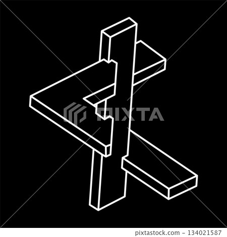 Impossible shapes logo design, optical illusion object. Optical art figure. Escher style. Geometry. Impossible shapes logo design, optical illusion object. Optical art figure. Escher style. Geometry. 134021587