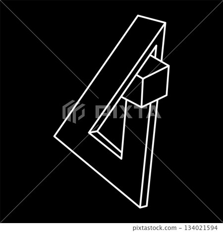 Impossible shapes. Line design. Isolated on a black background. Vector illustration. Optical illusion objects. Optical art. Escher style. Sacred geometry figures.  134021594