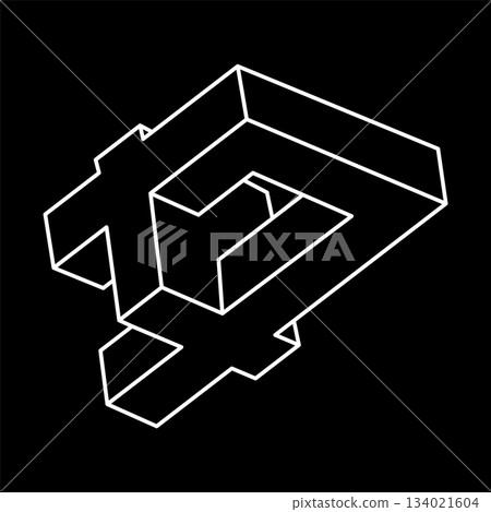 Impossible optical illusion shapes. Optical art object. Impossible figures. Line art. Sacred geometry. Escher style. Impossible optical illusion shapes. Optical art object. Impossible figures. Line art. Sacred geometry. Escher style. 134021604