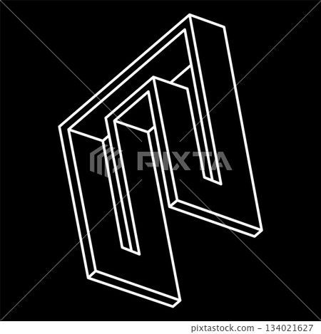 Impossible optical illusion shapes. Optical art object. Impossible figures. Line art. Unreal geometric objects.  134021627
