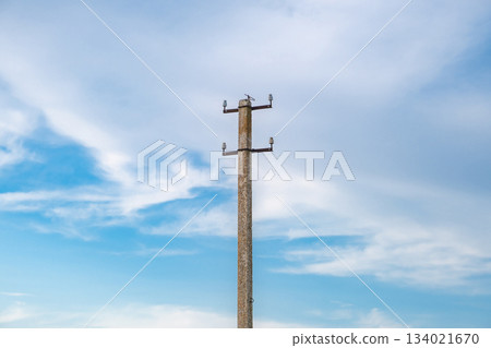 old concrete electric pole without wires 134021670