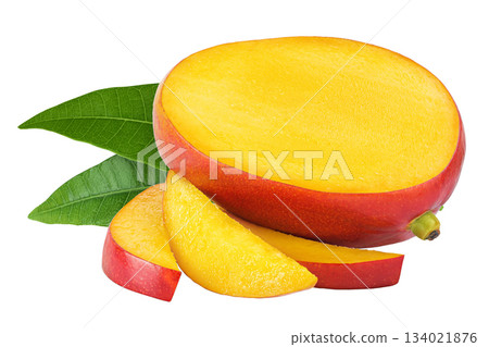 mango slices isolated on white background with full depth of field 134021876