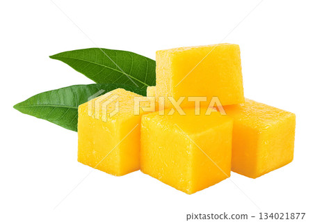 mango slices isolated on white background with full depth of field 134021877