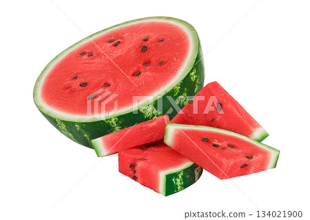 Slices of watermelon isolated on white background with full depth of field 134021900