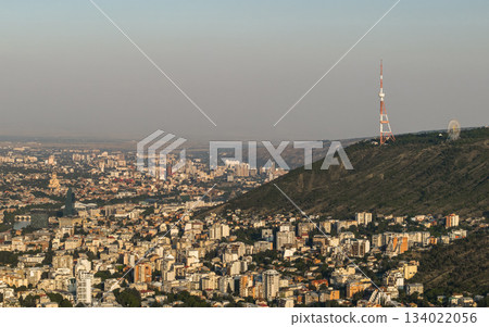 Tbilisi skyline with Mtatsminda ridge and TV tower 134022056
