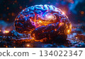 包含星系的腦部視覺圖像 / 象徵創造力與無限思維的科學藝術 134022347