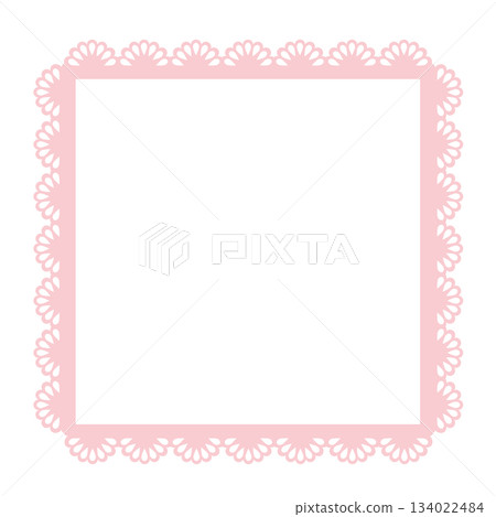 蕾絲方框，裝飾框，粉紅色，背景素材，優雅，設計模板，裝飾插圖 134022484