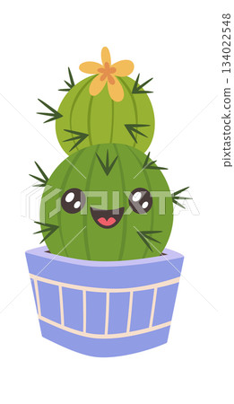 Charming cactus pot kawaii mascot 134022548