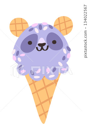 Cute panda ice-cream waffle cone Cute panda ice-cream waffle cone 134022567