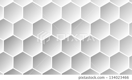 Abstract Hexagonal Geometric Pattern Background in Black White and Gray Shades Honeycomb Structure 134023466