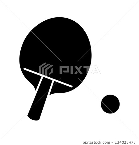 乒乓球拍和球的簡單輪廓圖示插圖 134023475