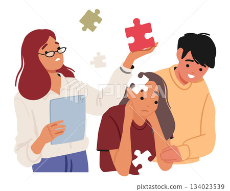 Parents supporting teenage daughter suffering from mental problems with self-worth and resilience Parents supporting teenage daughter suffering from mental problems with self-worth and resilience 134023539