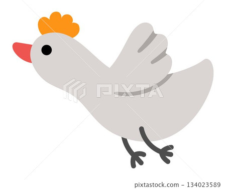 Vector flying grey bird with orange tuft icon. Spring migratory passage animal. Cute Easter village character illustration for kids isolated on white background Vector flying grey bird with orange tuft icon. Spring migratory passage animal. Cute Easter village character illustration for kids isolated on white background 134023589
