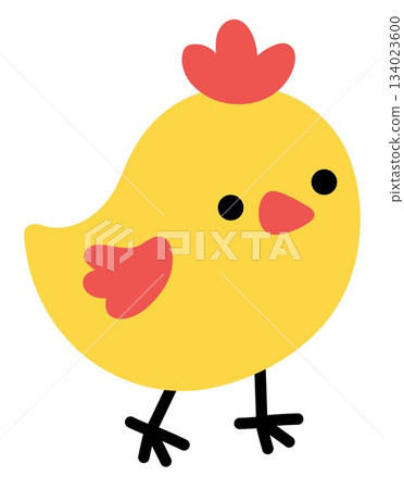 Vector yellow chick icon. Farm bird clipart isolated on white background. Spring or Easter baby chick illustration. Cute domestic animal illustration 134023600