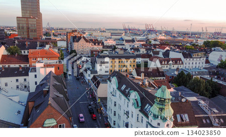 Drone photo from Reeperbahn  -  FAMOUS STREET IN Hamburg 134023850