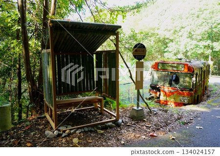 山中廢棄的巴士和巴士站 134024157
