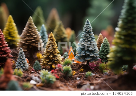 Warm Christmas decorations with wonderful lights and pine trees creating a cozy festive holiday atmosphere. Warm Christmas decorations with wonderful lights and pine trees creating a cozy festive holiday atmosphere. 134024165