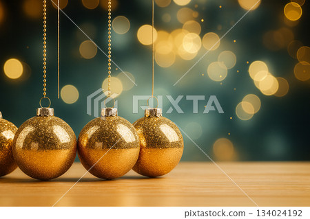 Warm Christmas decorations with wonderful lights creating a cozy festive holiday atmosphere. Warm Christmas decorations with wonderful lights creating a cozy festive holiday atmosphere. 134024192