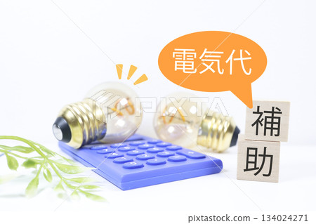透過電力補貼減輕家庭經濟負擔的概念。節約和扶持措施的概念。 透過電力補貼減輕家庭經濟負擔的概念。節約和扶持措施的概念。 134024271
