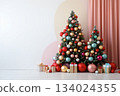 Christmas decoration representing Christmas celebration with customizable space for text or messages. Holiday concept. 134024355