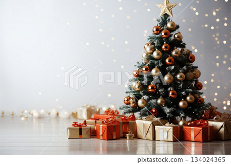 Christmas decoration representing Christmas celebration with customizable space for text or messages. Holiday concept. 134024365