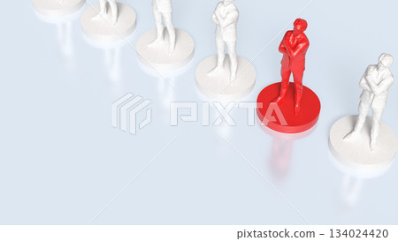 Red Highlighted Leader Standing Out Among White Figures 3d render. Red Highlighted Leader Standing Out Among White Figures 3d render. 134024420