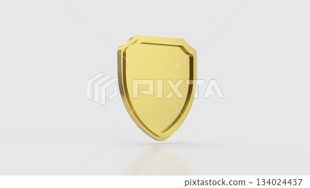 Golden Security Shield Protection Symbol 3d render. 134024437