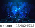 Hexagon digital background glowing blue tech pattern futuristic network abstract vector illustration 134024538