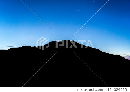 The summit of Akaishi-dake during the blue hour seen from Hyakkendaira. Climbing Akaishi-dake in the Southern Alps 134024913