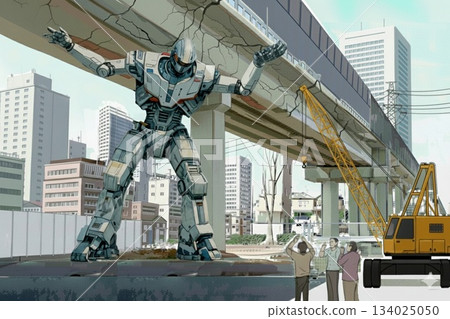Giant robot supporting the viaduct Giant robot supporting the viaduct 134025050