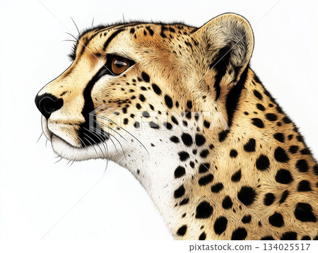 Cheetah wildlife animal in nature, big cat safari predator with distinctive spots 134025517