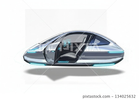 反重力懸浮迷你車等待登車 反重力懸浮迷你車等待登車 134025632