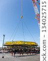 Offshore platform under construction with crane. 134025715