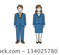 Smiling men and women in suits Full-body illustration of company employees 134025780