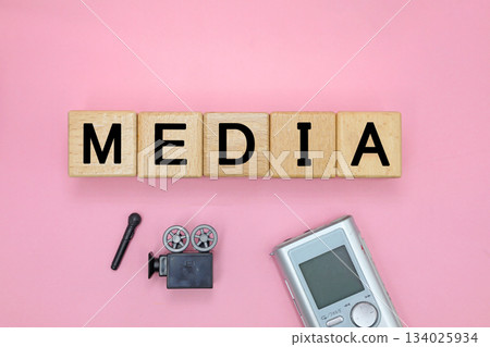 A block with the word MEDIA written on it 134025934