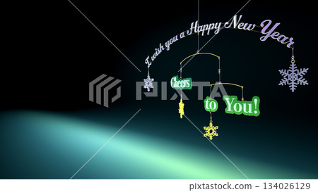 3D mobile image using English phrases from New Year's cards 134026129
