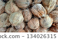 Full Frame Natural Texture of Dry Brown Coconut Husks and Coir 134026315