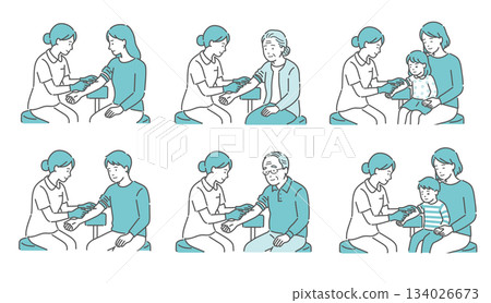 Blood collection and injection variation illustration set (all ages, men and women, children) 134026673