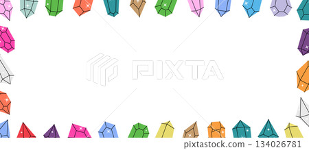 Crystals horizontal banner. Magic gem stones, diamond and jewel crystals. Mystical, esoteric, magic or healing crystals 134026781
