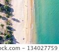 Aerial top view beach sea waves surface nature background 134027759