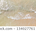 Aerial top view beach sea waves surface nature background 134027761